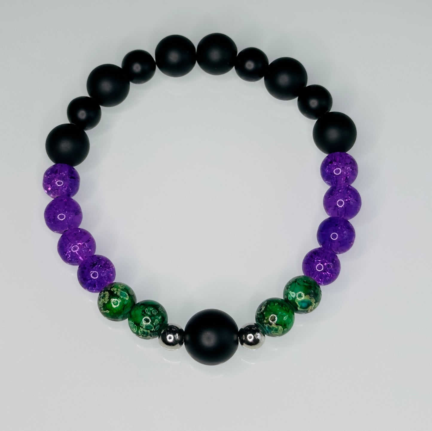 portrait of a beaded bracelet with a blank background
