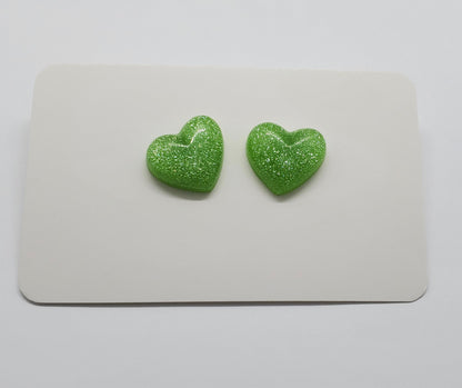 Glittery Heart Stud Earrings