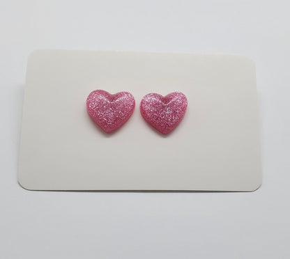 Glittery Heart Stud Earrings