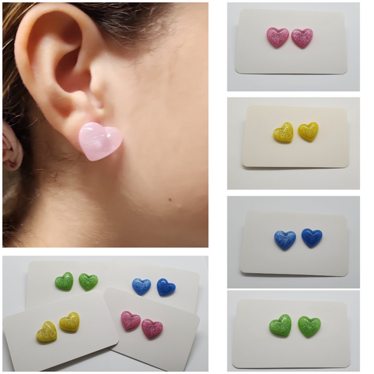 Glittery Heart Stud Earrings